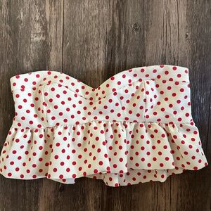 Zara Red Polka Dot Strapless Top